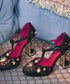 Embellished T-Strap Heels